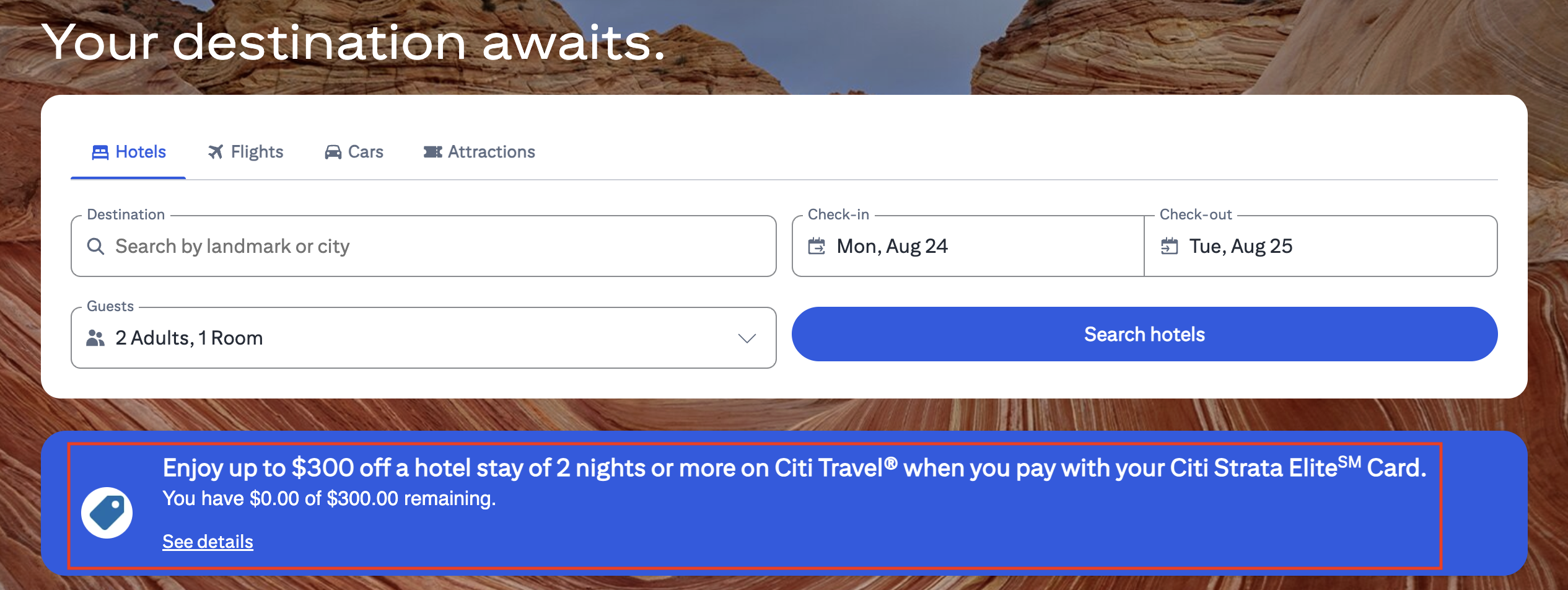 Citi Strata Elite $300 Hotel Credit