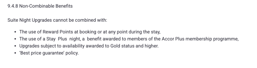 Accor Suite Night Upgrade Restrictions