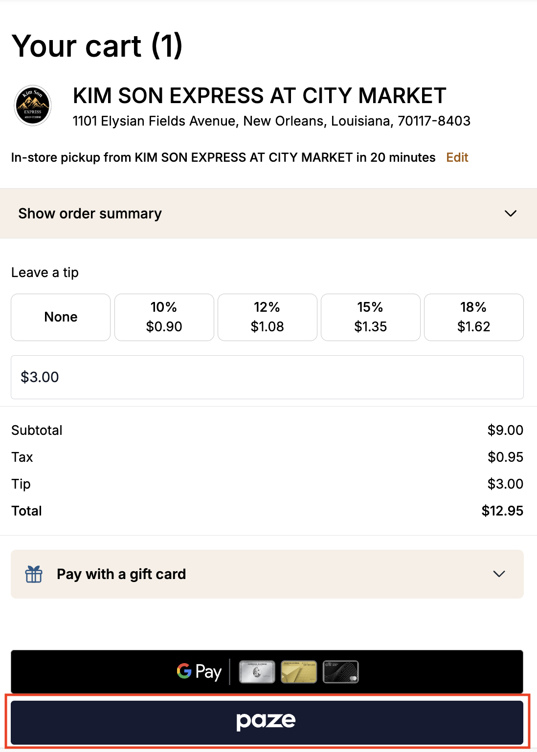 Using Paze for Clover Restaurants