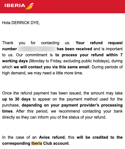 Iberia Award Cancellation Process