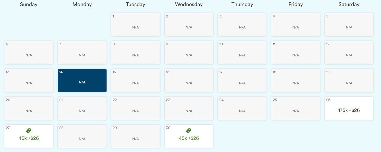Alaska Airlines Flexible Calendar Search