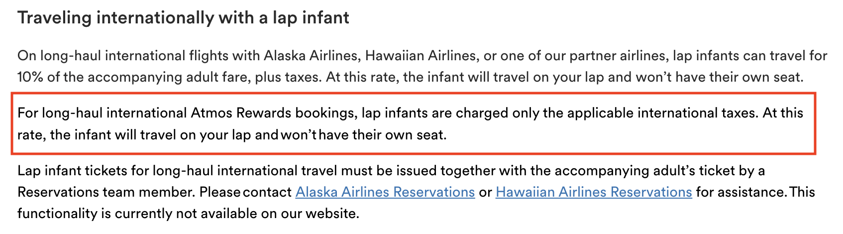 Atmos Rewards Lap Infant Policy