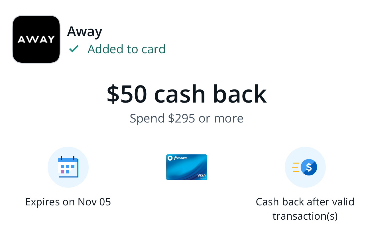 New Chase Away Luggage Offer