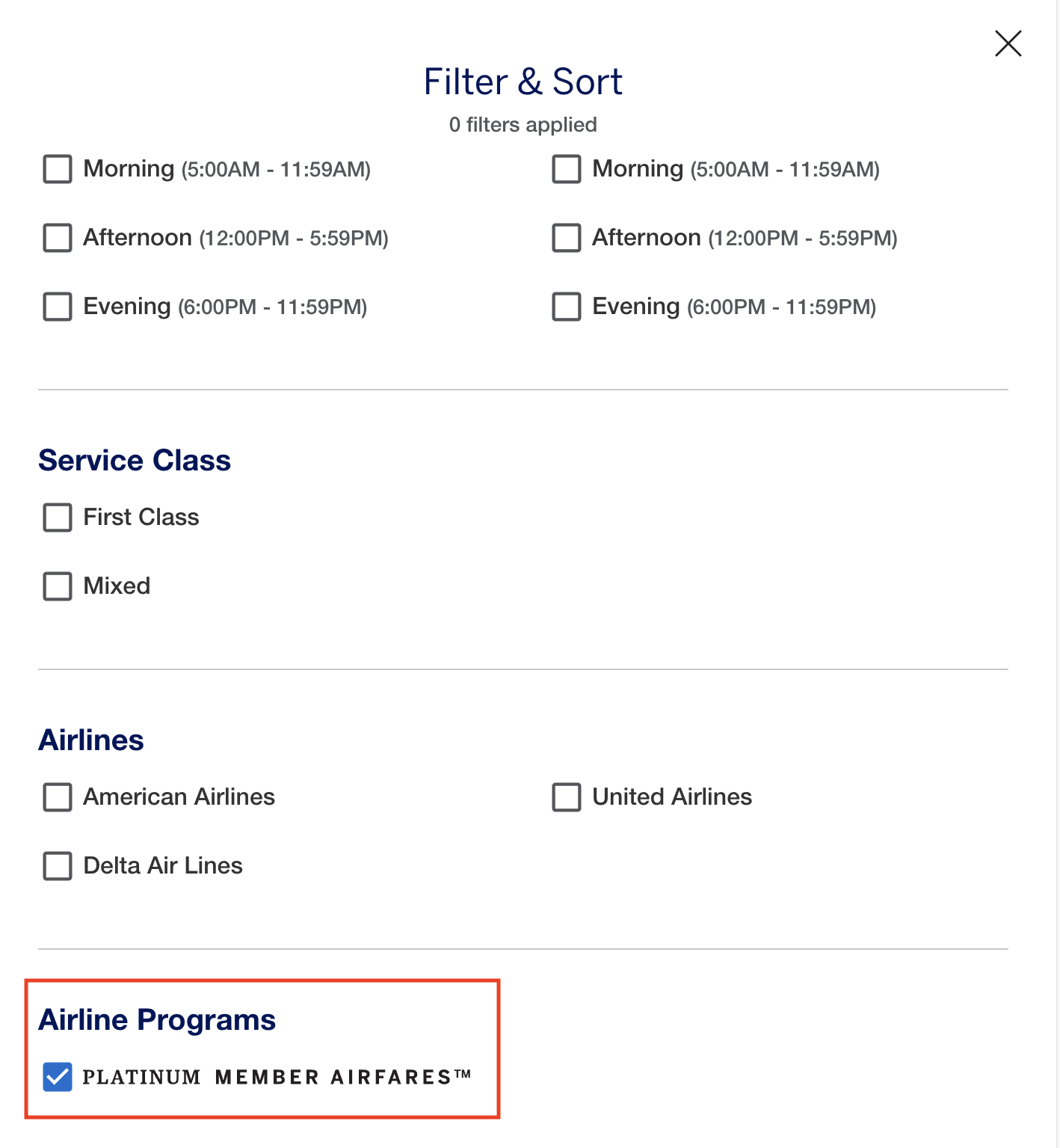 New Platinum Member Airfares Amex Offer