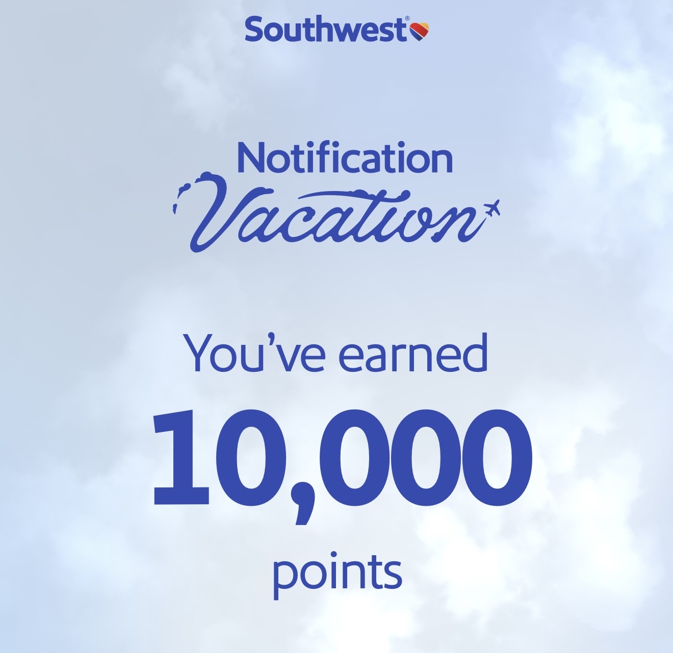 Southwest Notification Vacation Promo